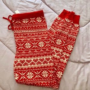 American Eagle Snowflake Hearts Christmas Winter Leggings M